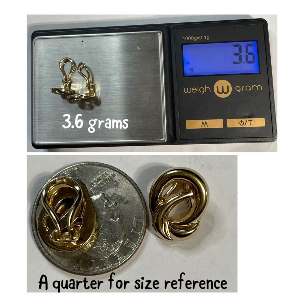 14KT Yellow Gold Pretzel Design Clip On Earrings - Picture 5 of 6